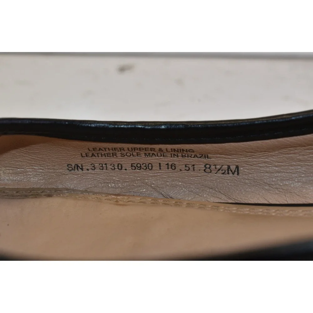 Tory Burch Leather Heeled Ballet Flats Black‎ Womens 8.5M Logo Medallion Vibram